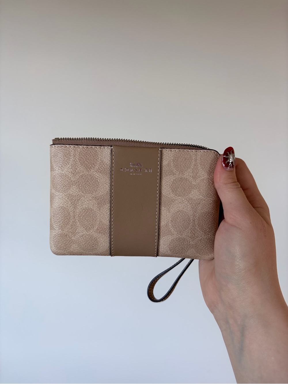 Coach Signature Wristlet in Blush Taupe